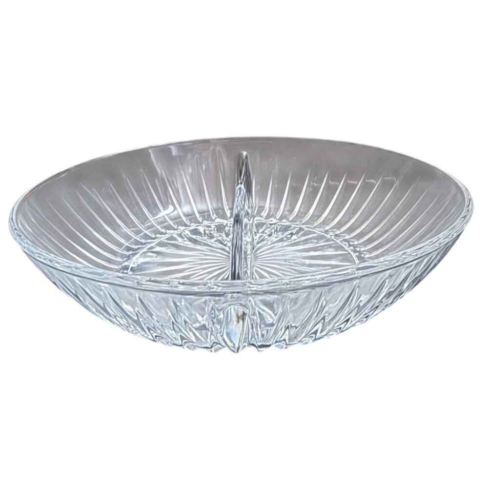 Vintage Princess House Highlights Lead Crystal Divided Relish Dish Starburst 870